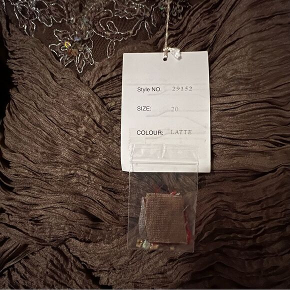 ALYCE Latte Beaded Chiffon Evening Gown – Size 20 - Picture 3 of 7